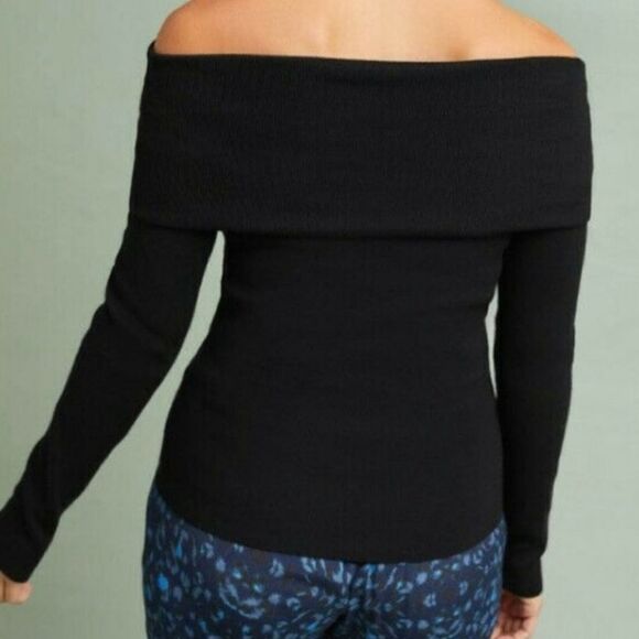 Anthropologie ETT TWA Foldover Off Shoulder Ribbed Knit Top - Picture 6 of 10